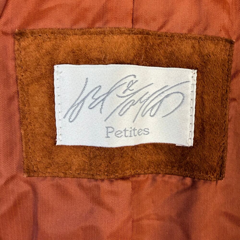 Lord & Taylor Petites Womens Brown Silky Pig Suede Blazer Jacket Lined Size 6 - Picture 10 of 11